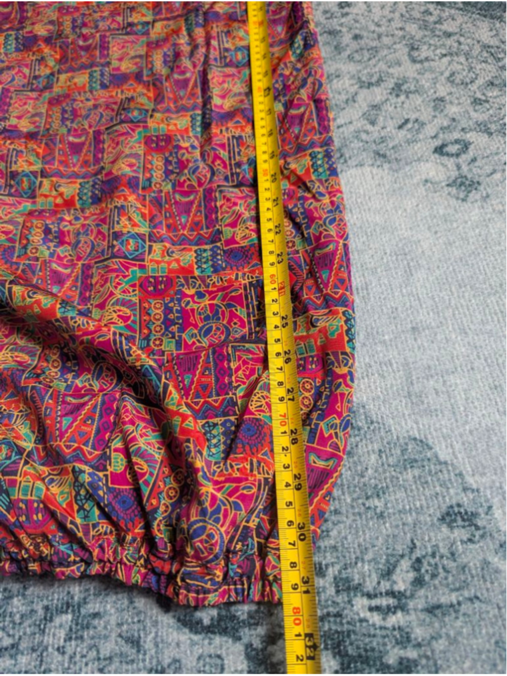 Vintage 80s/90s Geometric Psychedelic Midi Skirt Sz M Polyester Pink - Picture 10 of 10